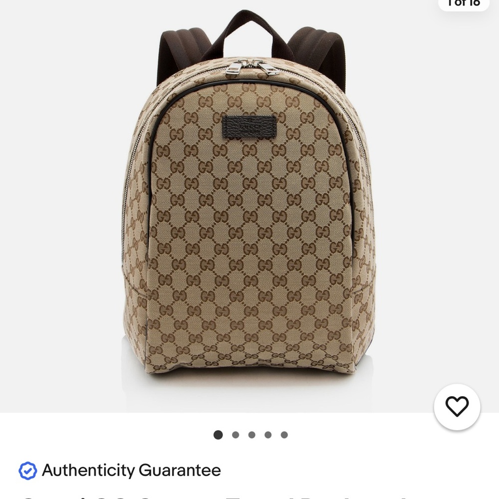 Gucci Brown Backpack top zip GH Canvas Beige. NEW never used Authentic